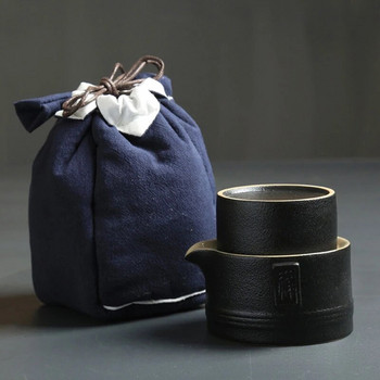 Kung Fu Чайник 1 тенджера 2 чаши Керамичен комплект съдове за пътуване на открито за офис Преносими китайски чаши за чай Gaiwan Чайник Изискан подарък
