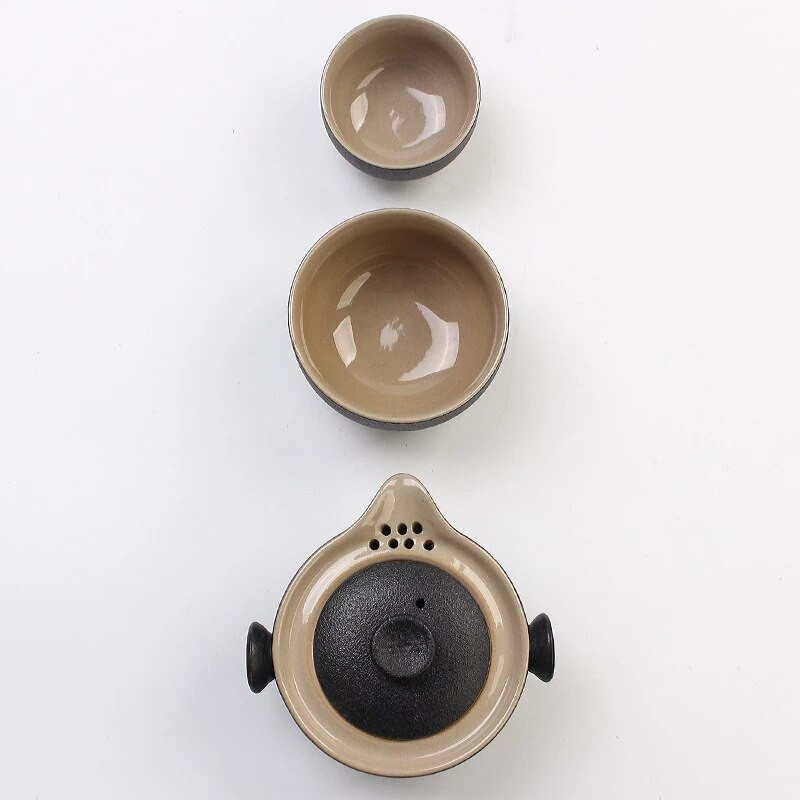Kung Fu Teaware 1 oală 2 căni din ceramică de călătorie în aer liber Birou Set de băuturi cești portabile de ceai chinezești Gaiwan ceainic cadou rafinat