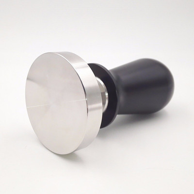 51/58 mm juodos espreso kavos tamperis nerūdijančio plieno pastovaus slėgio kalibruotas barista plokščio pagrindo kavos pupelių preso tamperis