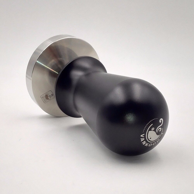 51/58mm Tamper cafea espresso negru din oțel inoxidabil Presiune constantă calibrat Barista bază plată Tamper pentru presare boabe de cafea