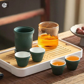 Пътуващ сервиз за чай Керамична чаша Bts Cup Преносим чайник Kung Fu Чайни прибори Лилав пясъчен чай Чаша за чай Ceremony Китайски комплект за чай Подаръчен комплект