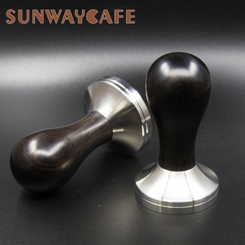 Αφρικανική μαύρη ξύλινη λαβή Coffee Tamper 51/53/54/58/58,35mm από ανοξείδωτο χάλυβα Espresso Powder Cafe Hammer Coffee Tools For Barista