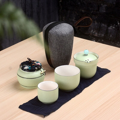 Kelioninis arbatos rinkinys 6 dalių Keraminis lauko nešiojamas krepšys Kinų KungFu arbatos indų rinkiniai Gaiwan arbatos puodelių rinkinys Gėrimų puodelis Nemokamas pristatymas