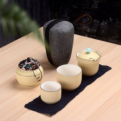 Kelioninis arbatos rinkinys 6 dalių Keraminis lauko nešiojamas krepšys Kinų KungFu arbatos indų rinkiniai Gaiwan arbatos puodelių rinkinys Gėrimų puodelis Nemokamas pristatymas