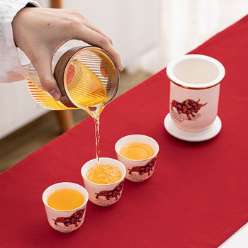 2021 Нов китайски преносим сервиз за чай, керамичен, 1 тенджера, 2 чаши, сервиз за чай за пътуване, чаши, чанта за съхранение, комплект за чай, топлоизолационен контейнер