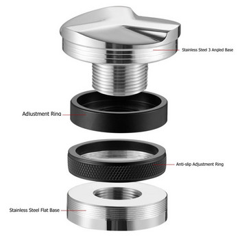 Uncoated Solid 304 Stainless Steel 51mm/53mm/58mm Dual Sided Coffee Tamper, Espresso Tamper, 3 Angles Slopes and Flat Base