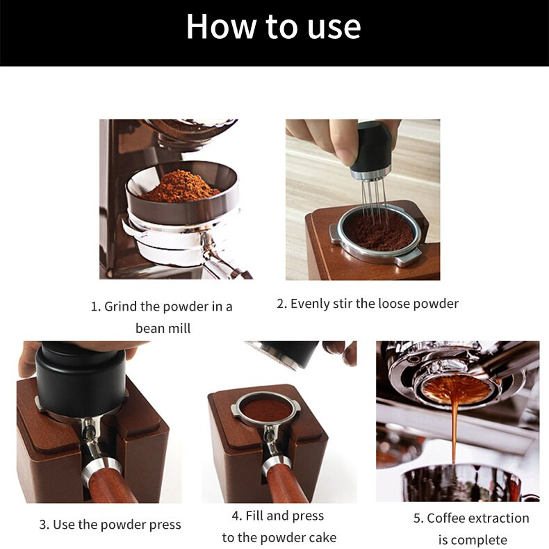 Adatinis kavos tamperis 58mm 51mm kavos tampres skirstytuvo lygiavimo įrankis Adatos tipo kavos miltelių skirstytuvas 8 kaiščiai