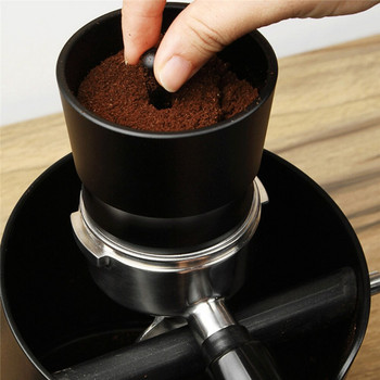 Έξυπνος δακτύλιος δοσομέτρησης από κράμα αλουμινίου Κύπελλα παρασκευής για 58 χιλιοστά Εργαλείο εσπρέσο Barista για παραβίαση καφέ για σκόνη καφέ μαύρο ασημί