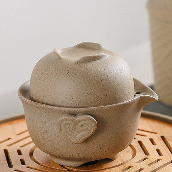 Комплект керамични чаши за чай Преносими прибори за чай Кунг Фу Чаша за чай 1 тенджера 1 чаши Черен чай Oolong Home Office Vintage Drinkware Gaiwan