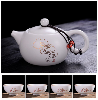 Kínai teáskészlet kültéri utazáshoz Kung Fu teáskészlet egy edény négy csésze kerámia teáskanna teáscsésze teás szertartás Hordozható szolgáltatások Porcelán