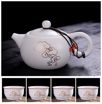 Kínai teáskészlet kültéri utazáshoz Kung Fu teáskészlet egy edény négy csésze kerámia teáskanna teáscsésze teás szertartás Hordozható szolgáltatások Porcelán
