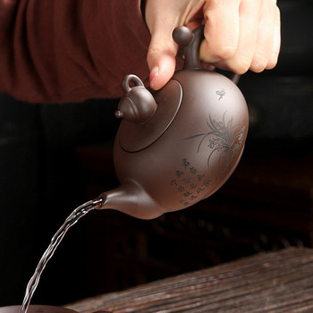 Лилав глинен чайник Kung Fu 190 ml китайски порцелан Yixing Zisha чайник и 4 чаши комплект ръчно изработени прибори за чай ретро Zisha съдове за напитки