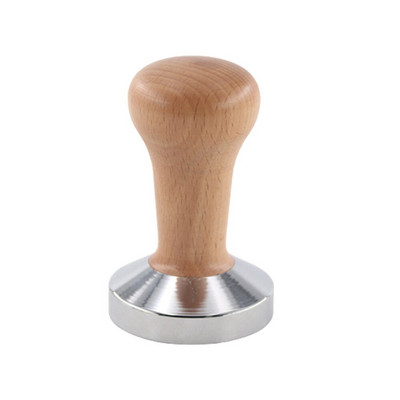 Kávéporprés töltőanyag Bükk faporkalapács lapos aljú menetes alsó fa tömör fogantyú 51mm/53mm/58mm-hez