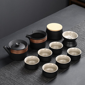 Σετ τσαγιού γιαπωνέζικου στυλ Μαύρης αγγειοπλαστικής Beam One Pot Six Cups With Bag Kungfu Home Σετ τσαγιού Office Travel Teaware 10 τεμ./σετ