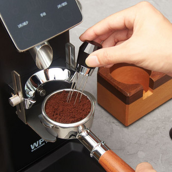Бъркалка за еспресо кафе Кафе на прах Тампер 304 стоманени игли Инструмент за бъркалка за разпределение на еспресо Дръжка и стойка от сплав