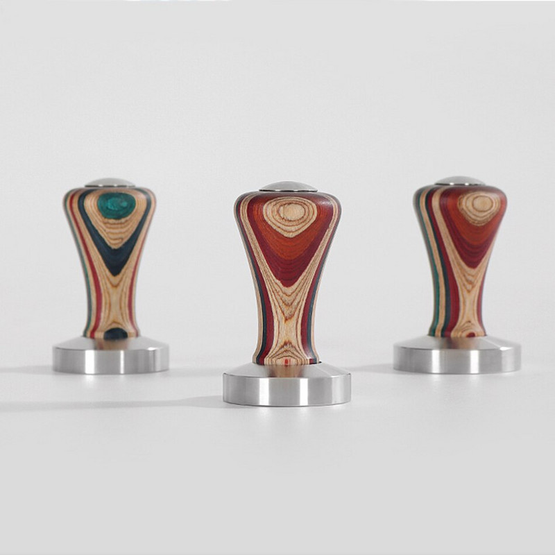 51/53/58MM Nabijač za kavu Espresso Distributer Puno drvo Čekić za kavu u prahu 304 nehrđajući čelik Ravna baza Pribor za bariste