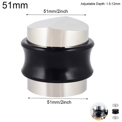 304 rozsdamentes acél állítható kettős kávé szabotázs 51 mm dupla fejű kávépor kalapács szabotázs szilikon szőnyeg és tejcsésze