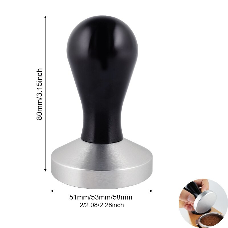 Espresso kávé szabotázs 51mm/53mm/58mm alumínium kávéelosztó kiegyenlítő szerszám babprés kalapács fogantyúval Baristalhoz