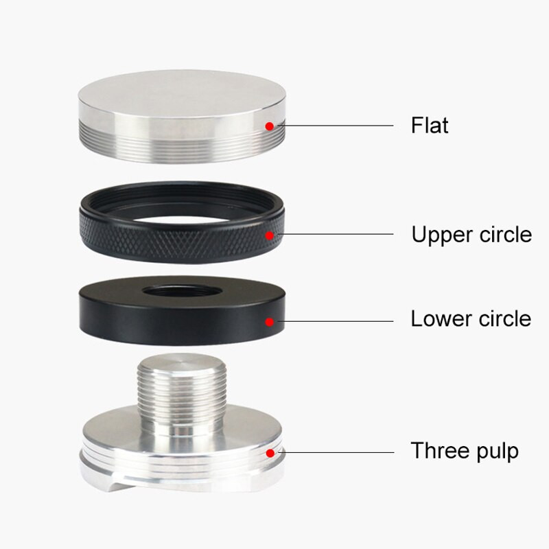 51MM/53MM/58MM Kávépor-elosztó Espresso Kávéeszközök 304 Rozsdamentes acél, kétfejű, három cellás, lapos kávészabotázs