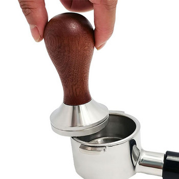 51/53/58 мм тампон за кафе с основа от неръждаема стомана 304 и дръжка от масивно дърво, калибриран инструмент за преса за кафе