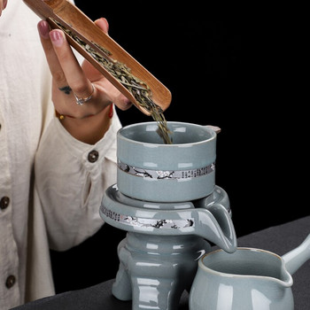 Eworld 2022 New Ge Yao Automatic Tea Set Teaware Teaware Teaware Bot Puer Cups Μπολ σουρωτήρι Κουζίνα Τραπεζαρία Μπαρ Φλιτζάνι τσαγιού