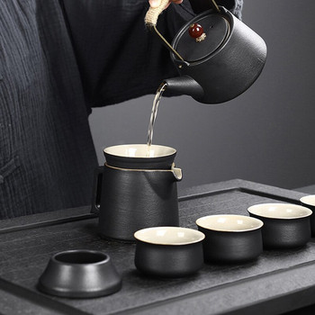 10/11 бр. Портативен сервиз за чай за пътуване Керамична чаша за чайник Японски кунг-фу чайник Пуер чайник Gaiwan Tea Ceremony Teaware Чаша за чай