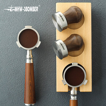 Coffee Tamper 51mm από ανοξείδωτο χάλυβα επίπεδη βάση Espresso Tamping Ξύλινη λαβή Επαγγελματικά Barista Espresso Hand Tamper