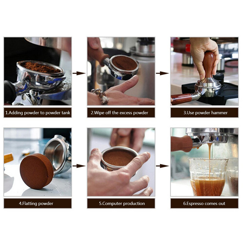 51/58 mm-es fa nyelű kávé szabotázs eszpresszó por lapos daráló eszpresszó prés kalapács kávé szabotázs Barista eszköz