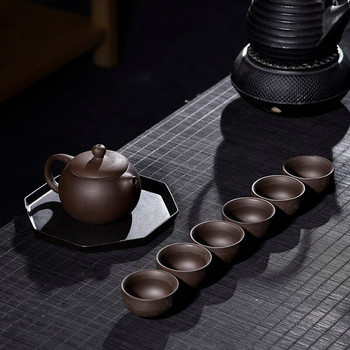 Комплект от 7 бр. Елегантна тенджера с чаши Японски комплект чаши за чай Ice Crack Kung Fu Чаен комплект Китайски сервизи за чай Декорация на дома Чаени комплекти