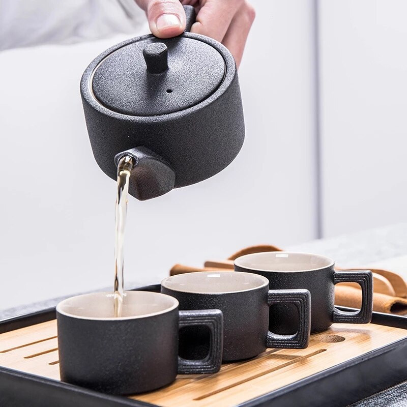 Kínai Kung Fu teáskészlet Kerámia teáskészlet Hordozható teáskanna utazó teáskészlet zacskós teasettel Gaiwan teáscsészék teásszertartás