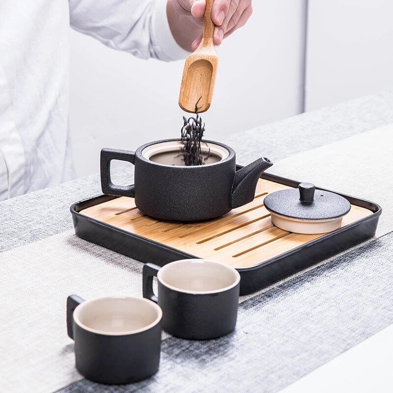 Kínai Kung Fu teáskészlet Kerámia teáskészlet Hordozható teáskanna utazó teáskészlet zacskós teasettel Gaiwan teáscsészék teásszertartás