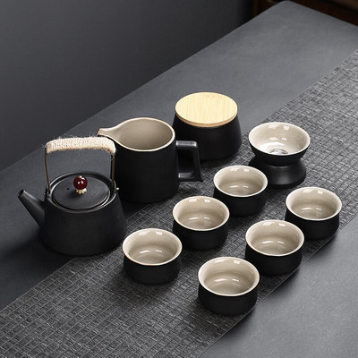 10/11db hordozható utazó teáskészlet kerámia teáskanna csésze japán kung fu teaset puer vízforraló Gaiwan teaszertartás teáscsészé