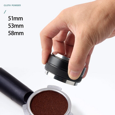 51/53/58 mm kahepoolne kohvitamper espresso tamper, 3 nurga all oleva kaldega ja tasase põhjaga katmata tahke roostevabast terasest tasandustööriist