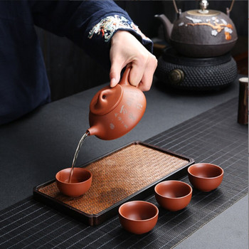 Комплект за чай от лилава глина ZishaTeapot Ръчно изработен китайски чайник Yixing Puer Green Tea Kung Fu Комплект чайници Zisha Чайник