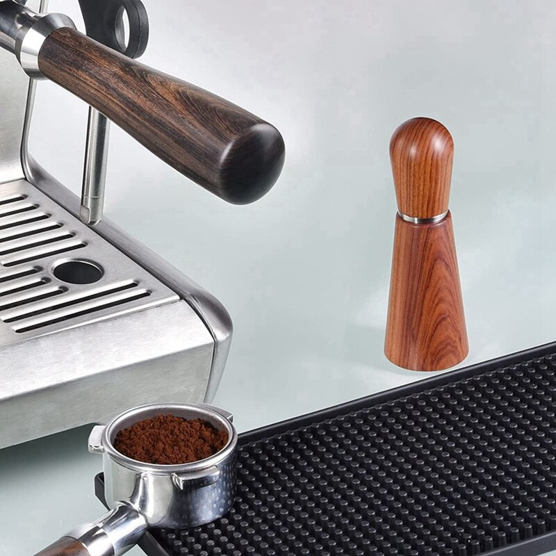 Espresso kávékeverő, kávékeverő eszköz eszpresszó elosztásához, természetes fából készült fogantyú és állvány