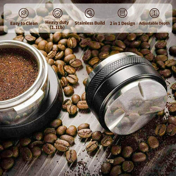 Tamper Espresso, Tamper Coffee Distributor Dual Side For 58MM Breville Portafilter, Ρυθμιζόμενο Επίπεδο Tamper Coffee