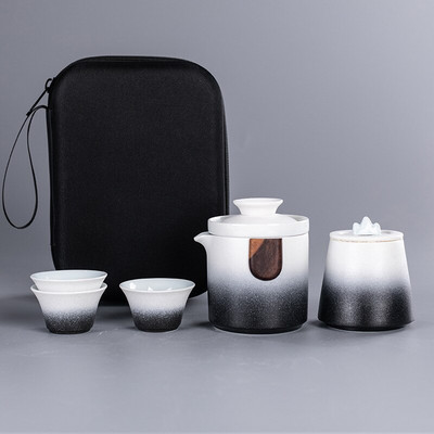 Kínai Kung Fu utazási teáskészlet Kerámia hordozható teáskanna porcelán teakészlet Gaiwan teáscsészék teaszertartás teáskészlet utazótáskával