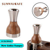51/53/58 mm-es kávészabotázs lapos talpú tömörfa 304 rozsdamentes acél eszpresszó porkalapács kávétartozékok Barista szerszámokhoz