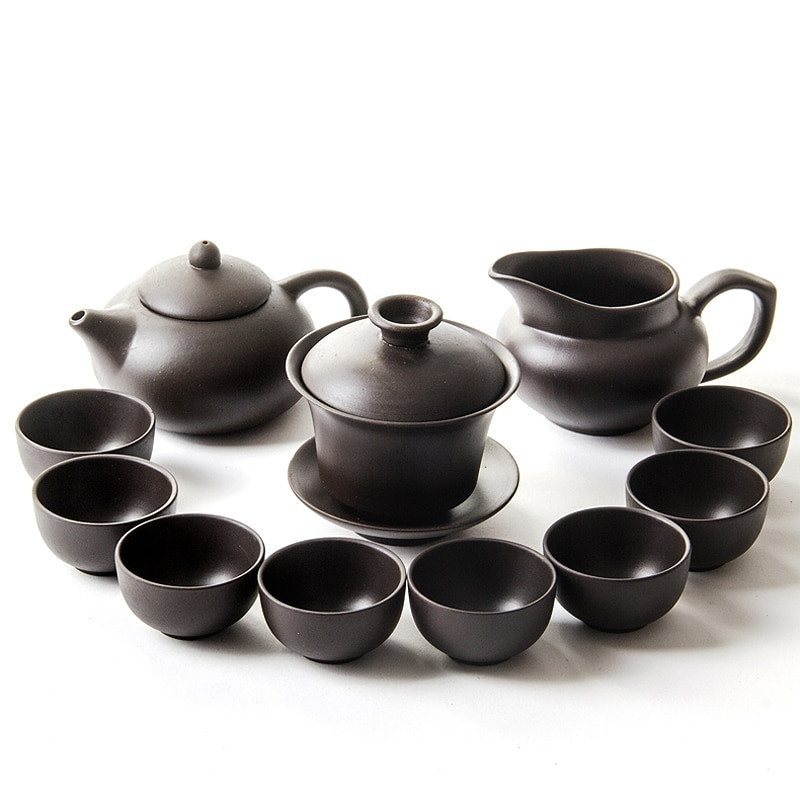Violetinio molio kinų Kung Fu arbatos rinkinys Yixing arbatinukas Rankų darbo arbatos puodelis Zisha Gaiwan arbatos virduliai Ceremonijos gėrimų arbatos indų rinkinys