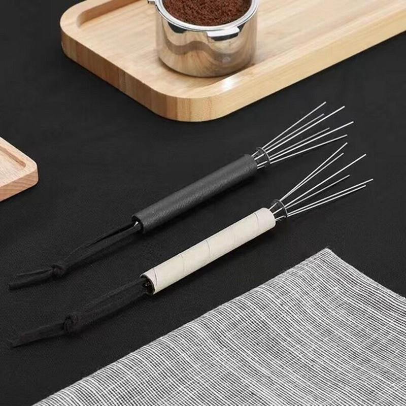 Mješalica za espresso kavu Tamper WDT Alat za distribuciju Kožna ručka Uzica Tip igle Alati za distribuciju kave Nehrđajući čelik