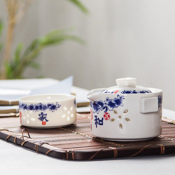 Керамичен комплект за чай със синьо цвете Чаша за чай Чайник Quik Саксия за чай Чаша за чай Преносим Офис за пътуване на открито Чайник за чай Пуер Чайник с черна вода