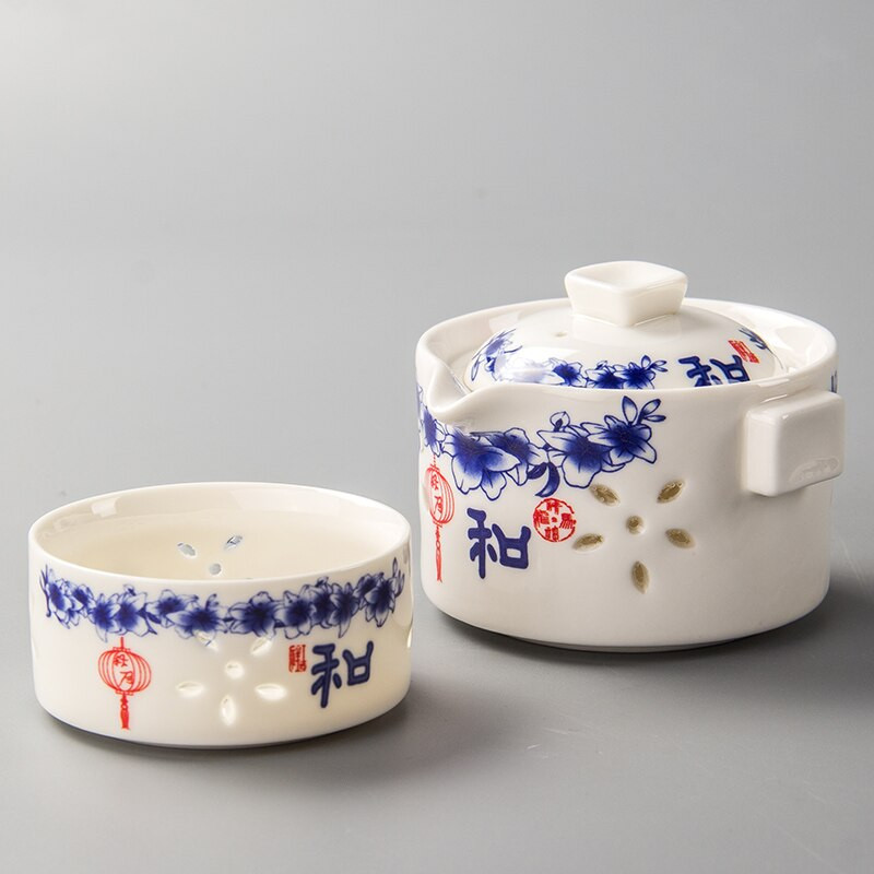 Keramički set za čaj Plavi cvijet Šalica za čaj Čajnik Quik Lonac za čaj Šalica za čaj Prijenosni uredski pribor za putovanja na otvorenom Posuđe za čaj Puer Kuhalo za crnu vodu