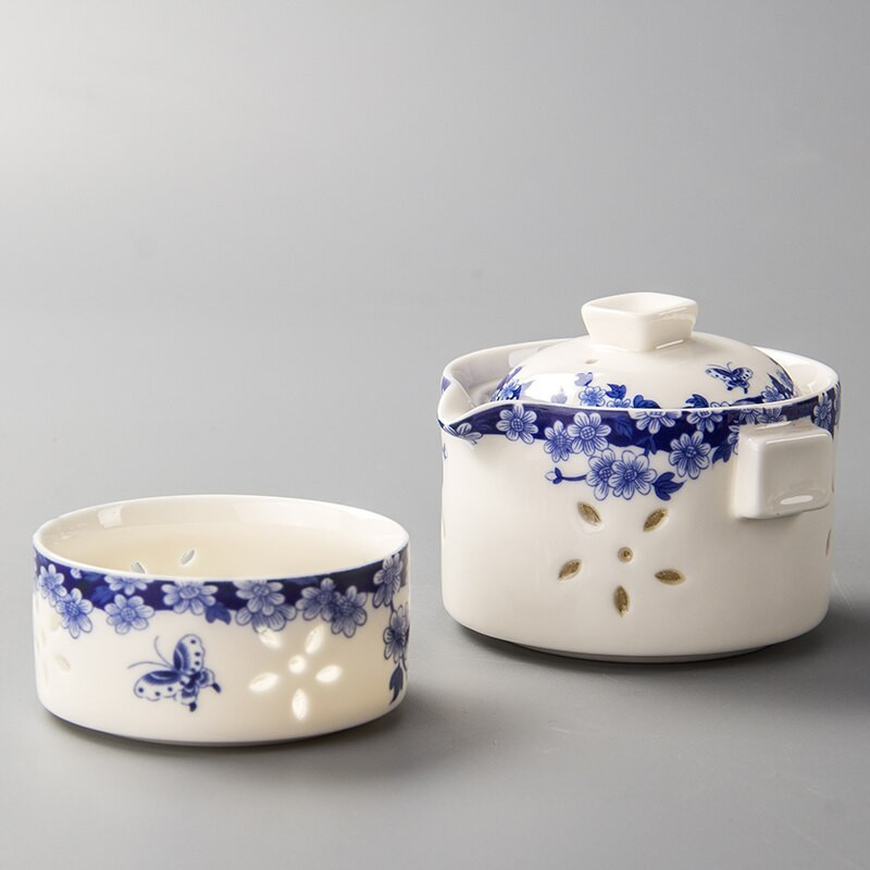 Keramički set za čaj Plavi cvijet Šalica za čaj Čajnik Quik Lonac za čaj Šalica za čaj Prijenosni uredski pribor za putovanja na otvorenom Posuđe za čaj Puer Kuhalo za crnu vodu
