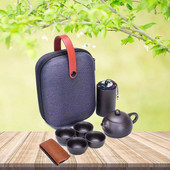 7 PC-Set Putni set za čaj od ljubičaste gline, jedan čajnik, četiri šalice, čajnik za automobile, pribor za čaj s limenkama za čaj, prijenosni kung fu set za čaj za dar