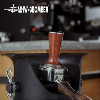 MHW-3BOMBER Тампер за кафе 51MM 53MM 58MM Основа с плоска резба от неръждаема стомана Дървена дръжка Чук за пудра Espresso Barista Tool
