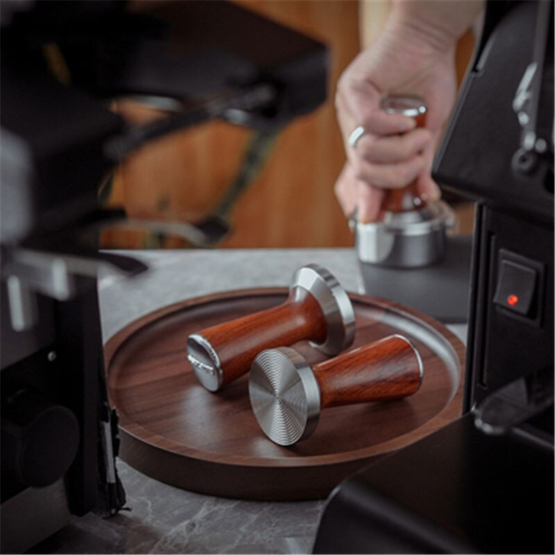 MHW-3BOMBER kavos plaktukas 51mm 53mm 58mm nerūdijančio plieno plokščias sriegis medinės rankenos miltelių plaktukas espresso barista įrankis