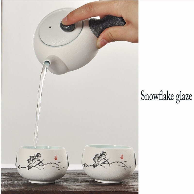 Set de ceai cu păsări brodate drăguț, 7 bucăți, set de ceaiuri creativ Kung Ku, ceainic, stil japonez, vase de ceai groase din ceramică ca cadouri