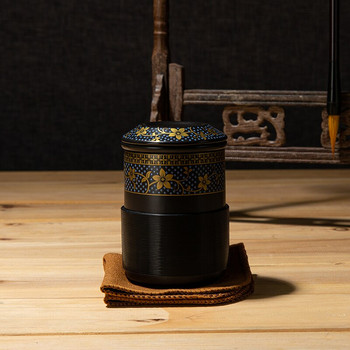 Сервизи за чай от черна керамика В ретро стил Саксия за чай с цветя и чаша за чай Прибори за чай Офис Преносим Пътуване на открито KungFu Quik Teaset