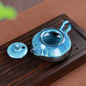 7 бр./компл. Керамика Китайски кунг-фу комплект прибори за чай 1 чайник 6 чаши Синя кехлибарена глазура Порцелан Аксесоари за чай за домашен офис Gaiwan