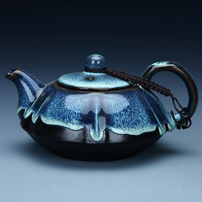 7db/készlet Kerámia Kínai Kung Fu teáskészlet 1 teáskanna 6 csésze kék borostyán máz porcelán Otthoni irodai teatartozékok Gaiwan